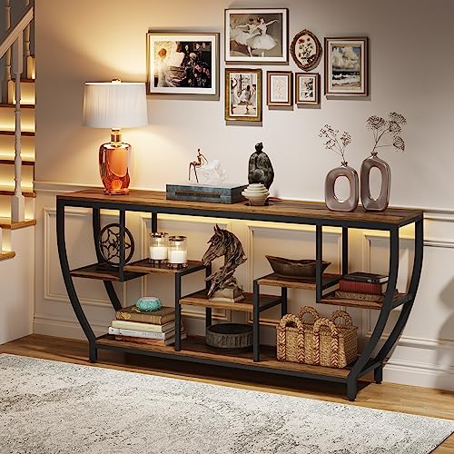 Tribesigns 70.9 Inch Long Sofa Table with Shelves, Rustic Console Table with Storage, Industrial Entryway Table TV Stand, Behind Couch Table Accent Tables for Living Room, Hallway, Foyer