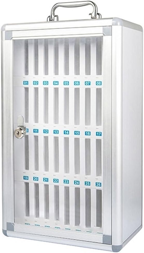 Aluminum Alloy Cell Phone Storage Box with 12-60 Slots, Secure Mobile Phone Locker Cabinet with Key Lock - Perfect for Students & Employees