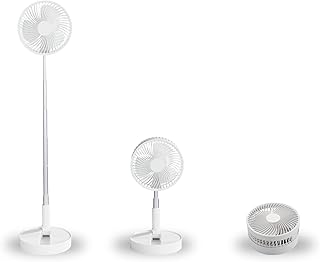 Portable Oscillating Standing Fan,Foldable Desk Fan, 7200mah Rechargeable Quiet USB Mini Folded Floor Fan, Pedestal Fans for Personal Bedroom Office Fishing Camping Travel