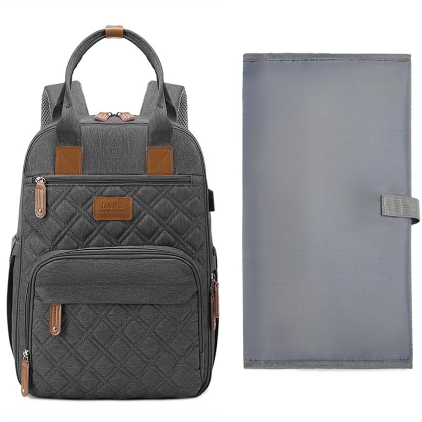 LAND GRANDE AMOR mochila maternidade bolsa para bebê Mamãe Fralda Sacos mochila Mummy Grande Capacidade Viagem Fralda Sacos Multi-função Maternidade (Cinzento escuro)