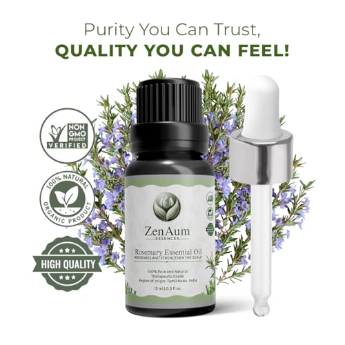 Image of 100% Pure Rosemary Essential Oil | Stimulates Hair & Mental Clarity | Scalp Nourishment, Focus & Relaxation | FDA Approved | Diffuser & Massage Use - 15ml - Pack of 2