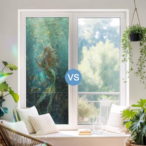 Vinilo para ventana 3D efecto vitral 17.7x39.3 pulgadas miniatura 3