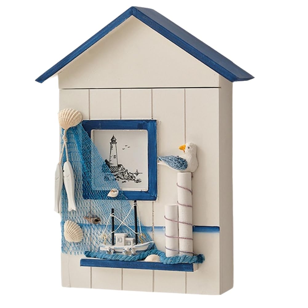 Caja de llaves para pared de madera con diseño de pájaro y estilo mediterráneo para el hogar