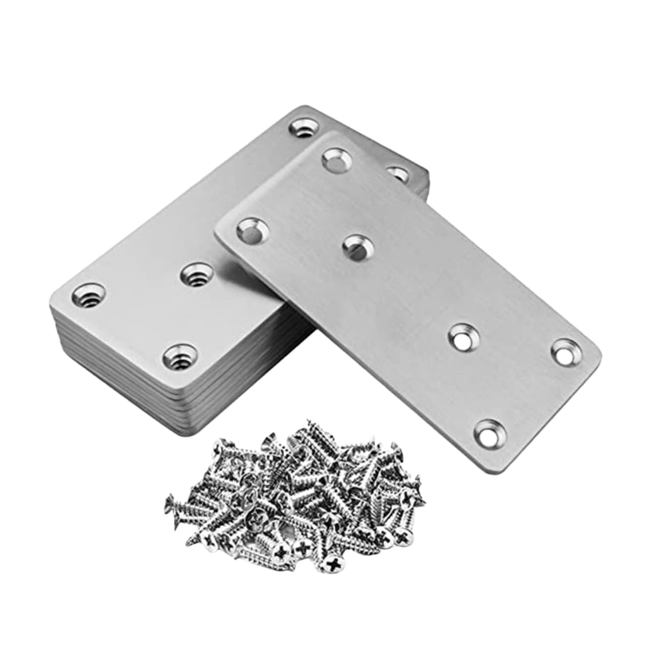 CIYODO 10pcs Furniture Fixing Plate Corner Right Angle Bracket Mending Plate Flat Bracket Plate Brackets Shelving Brackets Mending Joining Plates Metal Brackets Stainless Steel Silver