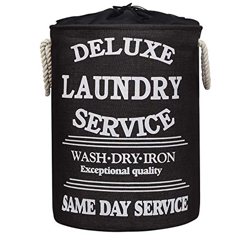 HomeStorie Foldable Laundry Basket with Lid (Drawstring Closure),...