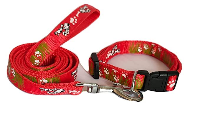 Woofy Pet Printed 15 MM Collar and Leash Set - Adjustable Nylon Collar with Bell for Small and Medium Dogs, Collar and Leash Set for Puppies, Dog & Cat (Red) (B0BTMH9K6J) Amazon Price History, Amazon Price Tracker