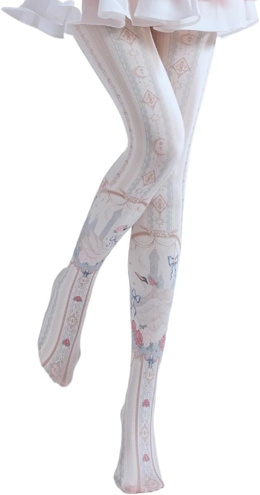 Sqyzrz Women's G Patterned Funky Tights Y2k Emo Whimsigoth Clothes Whimsy Twee Colored Stockings Printed Colorful Tights (,One Size)