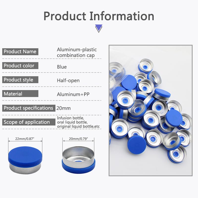 20mm Flip Off Caps, 1000 Pcs Flip Off Caps Flip Off Seals Flip Off Vial Seals Plastic Aluminum Caps Cover for Glass Vial (20mm)