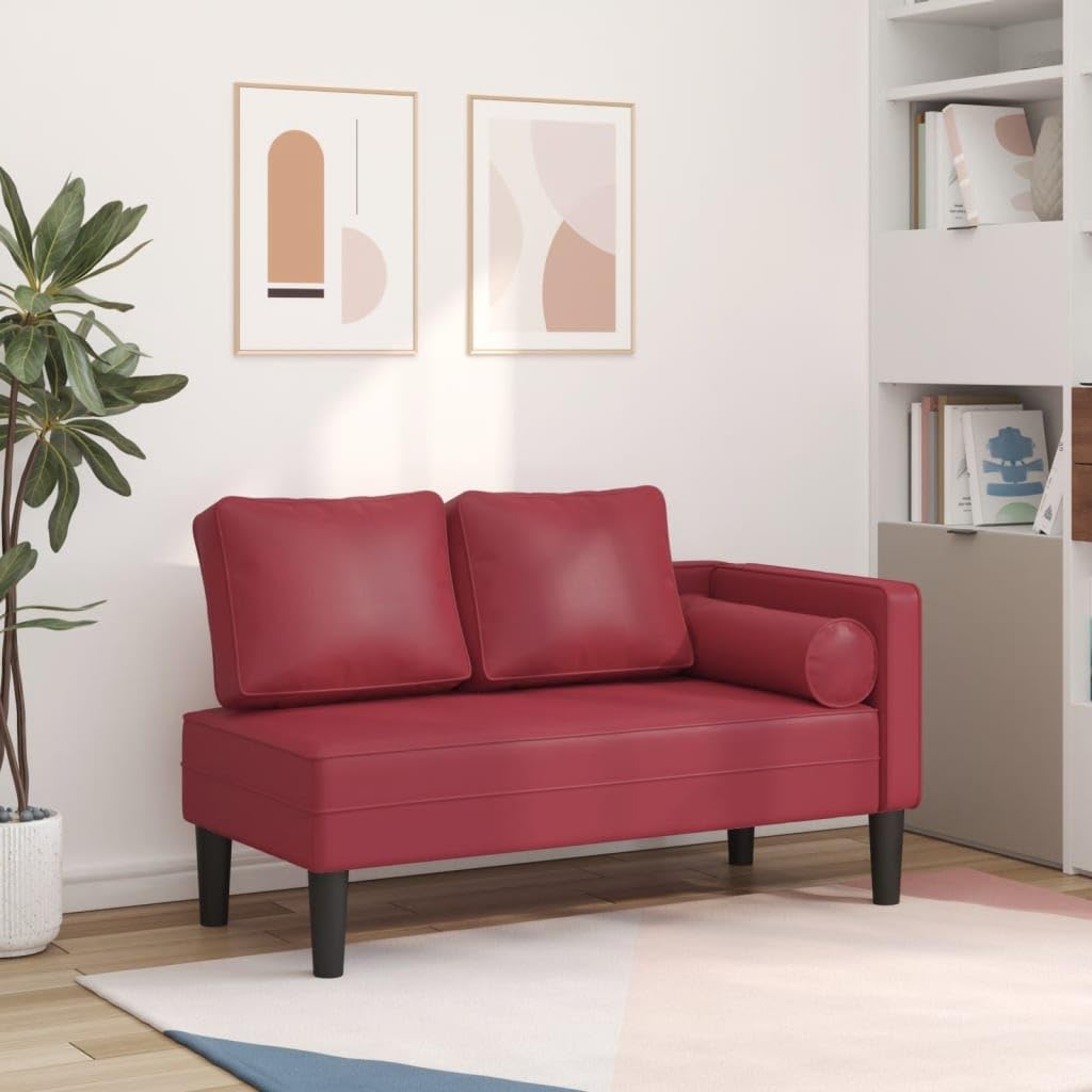 Willood Chaiselongue mit Kissen Weinrot Kunstleder Relaxliege Liegesessel Sessel Lounge Relaxsessel Liegestuhl Loungesessel Sesselliege Komfortliege