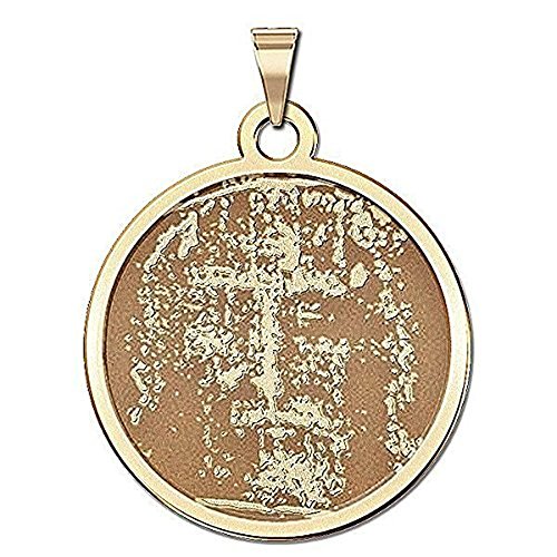 PicturesOnGold.com Shroud of Turin Religious Medal - 1 Inch Size of a Quarter -Solid 14K Yellow Gold with Engraving