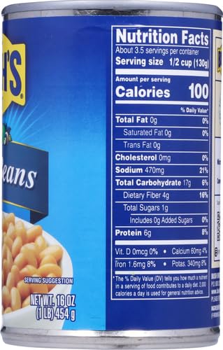 Miniatura 10 de BUSH'S BEST Frijoles marinos enlatados de 16 onzas, fuente de proteína y fibra a base de plantas, bajo en grasa, sin gluten