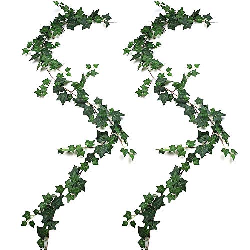 JUSTOYOU 2 guirnaldas de Hojas de Hiedra de 5.9 FT, Hojas de Hiedra Artificiales, follaje Colgante, Plantas de Vid para el hogar（Verde）