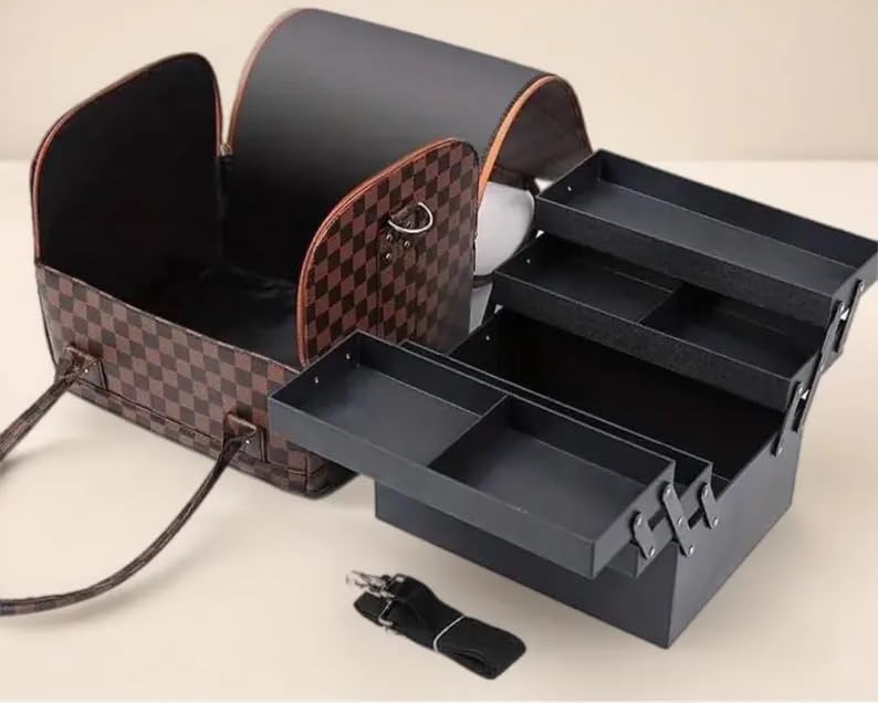 Image of Pu Leather Professional Cosmetic Organizer Box | Large Capacity Makeup Organizer for Storage