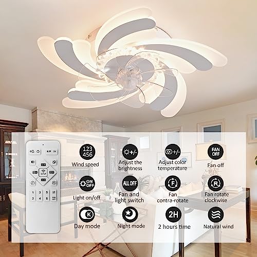 32-Flush-Mount-Ceiling-Fan-with-LightsCeiling-Fan-with-Remote-Control6-Speeds-3-Light-Color-Low-Profile-Ceiling-Fan-Flower-Shade-Ceiling-Lamp