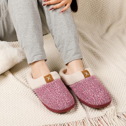 Image of ULTRAIDEAS Women's Indoor Bedroom Slipper with Memory Foam, Gift for Women, Wool-Like House Shoe with Anti-Skid Rubber Sole for Ladies