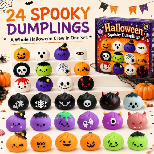 Image of 24 Pack Halloween Squishy Toy with Gift Card, Mochi Squishy Toys