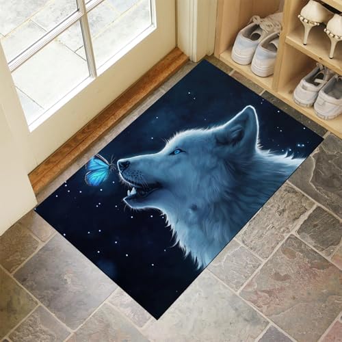 Tapis de sol doux antidérapant 60x90 cm - Paillasson grand format loup résistant - 2