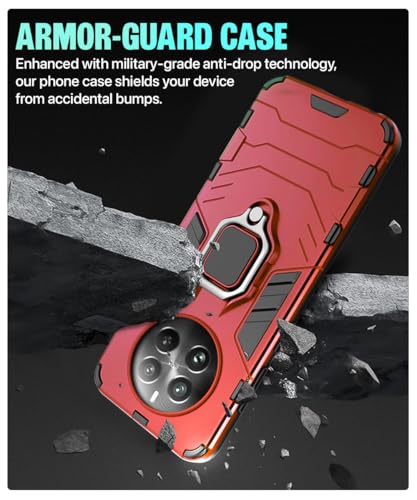 Image of WOW IMAGINE Shock Proof Back Case Mobile Cover for Realme 12 Pro 5G | Realme 12 Pro Plus 5G | P1 Pro 5G | Back Cover Case (Tough Armor | Hybrid PC + TPU | Ring Holder & in-Built Kickstand | Red)
