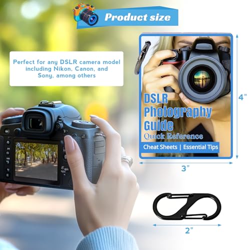 OCQOTAT Photography Cheat Sheet for DSLR Camera Accessories for Canon Nikon Sony,Quick Reference Cards Photographers Book for Beginners,Settings,Exposure, Modes,Composition,Lighting, etc.4×3 Inch