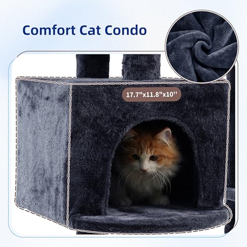 Image of Gitelsnour 55.1'' Cat Tree Tower for Indoor Cats, Large Platform, CCT013G