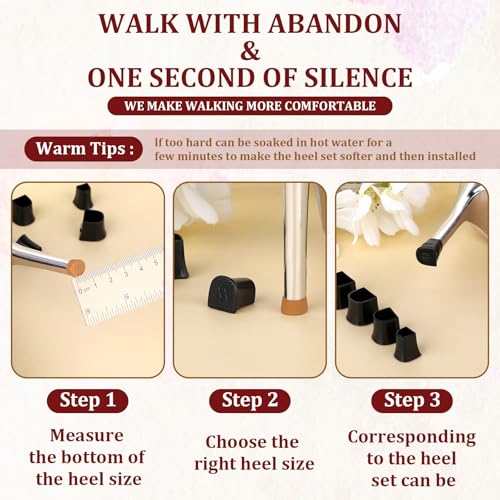 Image of 10 Pairs Heel Caps for High Heels, 5 Sizes Heel Covers for High Heel Shoes Black High Heel Protectors Non-Slip Heel Stoppers for High Heels Replacement Tips Caps for Walking on Grass and Uneven Road