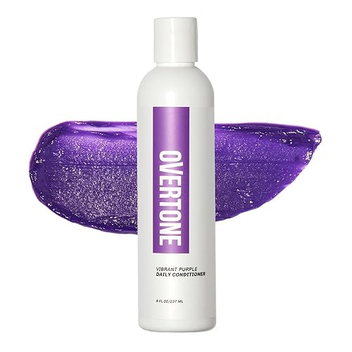 OVERTONE Haircare Daily Conditioner - Acondicionador semipermanente para el cabello de 8 onzas con manteca de karité y aceite de coco, evita la
