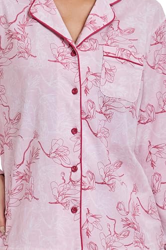 Image of LUBOT 100% Cotton Pajamas for Women Pajama Set 2 Piece PJ Sleepwear Set Soft Ladies Button Knit Long Sleeve Loungewear XS-XXL