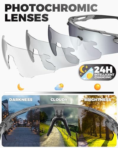 Image of Photochromic Sunglasses for Men Women, Transition Sunglasses for Cycling