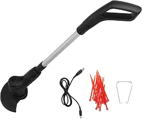 Cortador de grama elétrico sem fio elétrico sem corda com bateria de longa duração doméstico sem fio pequeno USB recarregável com 20 lâminas de substituição para jardim