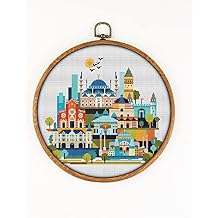 Istanbul K626 Counted Cross Stitch KIT#2. Threads, Needles, Fabric, Clippers, Needle Threader and Printed Pattern Inside. Embroidery Pattern Kit