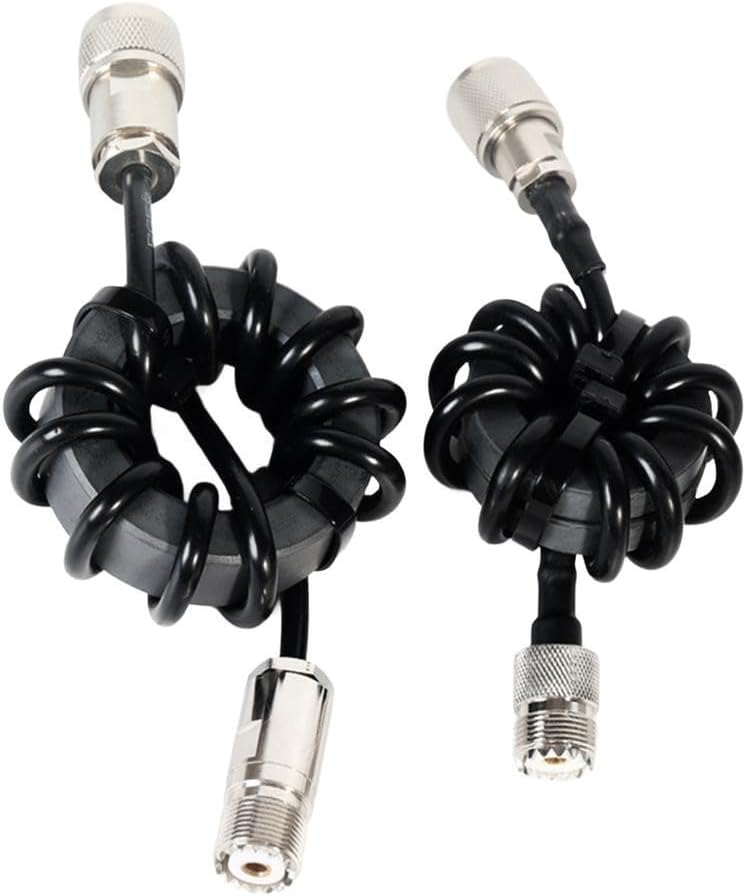 HF Shortwave Radio Choke Coil Ring 1.8-30MHz, 1:1 Current Type Balun for Anti-Interference, M Male-M Female Interface, 4.5cm EM-25 or 6cm EM-43 Diameter, 1 Unit(EM-43 EM-25)