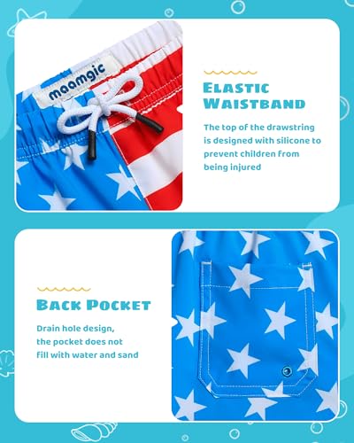 Image of maamgic Boys Swim Trunks with Compression Liner Toddler Stretch Swim Shorts
