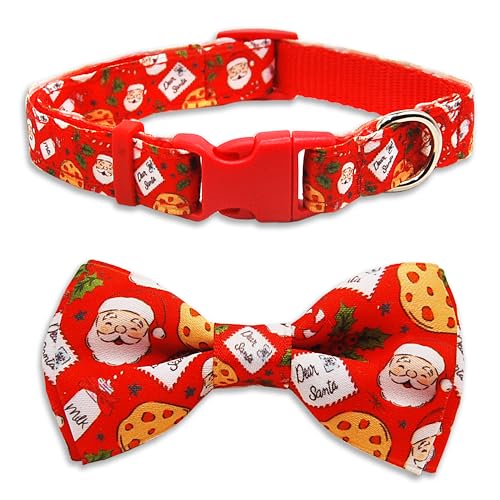 Christmas Dog Collar with Bow Tie Set,Red Cookies...