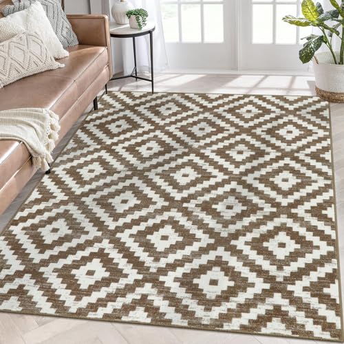 Lahome Boho Moroccan Throw Rug 2x3 Small Rugs for Entryway Black and White Kitchen Rugs, Trellis Non Slip Low Pile Stain Resistant Printed Indoor Floor Entry Rugs for Bathroom Sink Front Doo