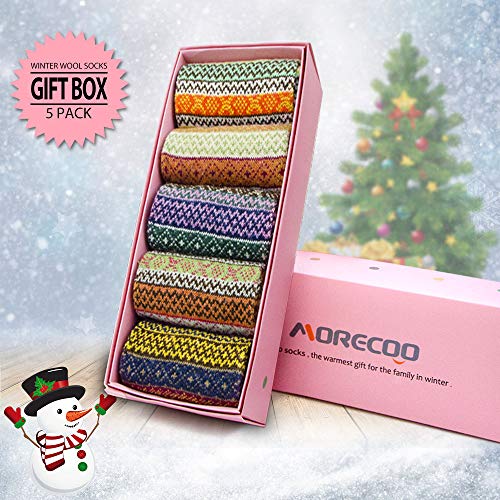 Image of MORECOO Socks for Women - Christmas Gifts for Women - Stocking Stuffers - Thick Wool Soft Warm Cozy Crew Womens Socks