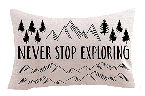 Nordic Adventure Never Stop Exploring Mountain Pine Trees Cotton Linen Square Throw Waist Pillow Case Decorative Cushion Cover Pillowcase Sofa Lumbar 12