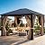 YITAHOME 10X12FT Hardtop Metal Gazebo Single Top Outdoor Patio Canopy Galvanized Iron Aluminum Column Garden Tent Curtains Netting for Backyards Decks Lawns,Brown