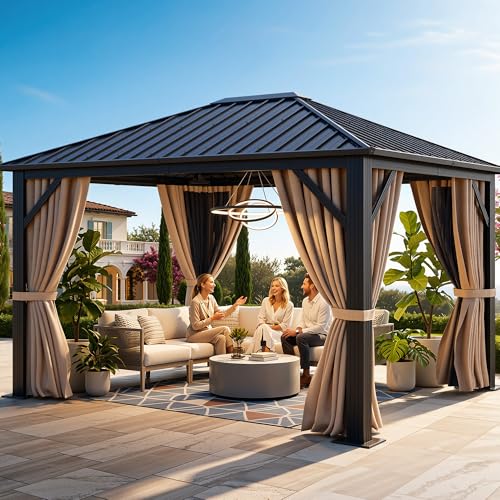 YITAHOME 10X12FT Hardtop Metal Gazebo Single Top Outdoor Patio Canopy