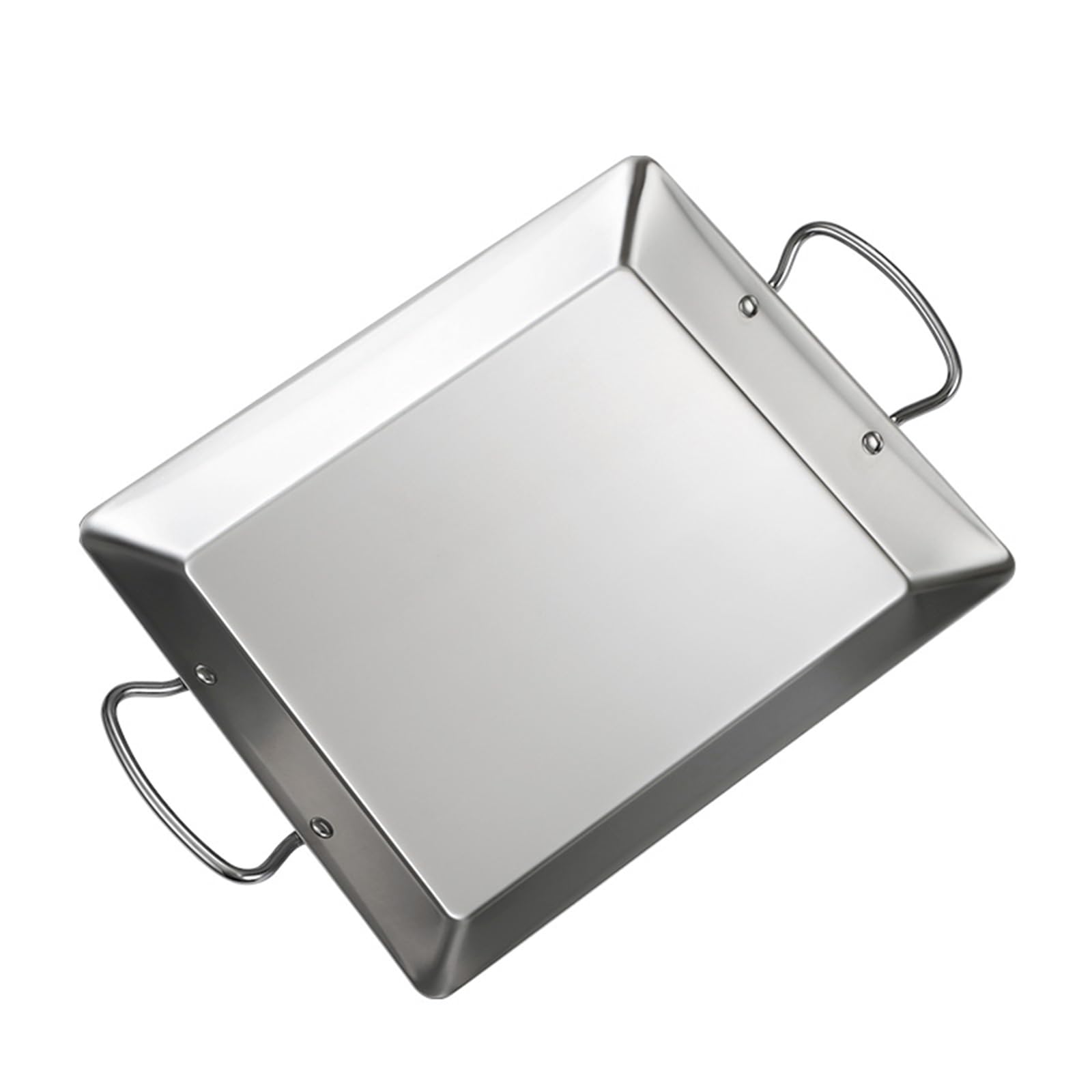 SVRITE Padella rettangolare per paella, in acciaio inox, 3 misure, per insalata e sushi, per uso commerciale, casa, cucina, snack, pizza e barbecue (argento, M)