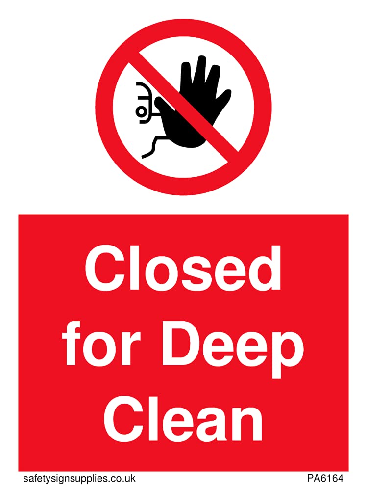 Pack of five - Closed for Deep Clean Sign - 75x100mm - A7P