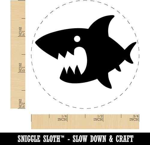 Miniatura 2 de Sello de tinta autoentintado con icono de tiburón lindo para sellar planificadores de manualidades, tamaño pequeño de 34 pulgadas, tinta azul