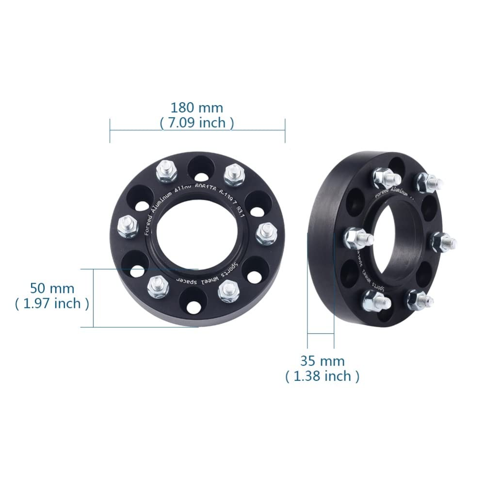 Joints Moyeu Roue Élargis 2 Pièces PCD 6x139.7 M12x1.5 Adaptateur D'entretoise De Roue Hubcentrique Alésage Central 93.1MM Moyeu Centré 6 Pattes