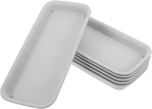 Housoutil 6 bandejas rectangulares de plástico para goteo, platillos para plantas, platillos para macetas, bandeja de drenaje para macetas,