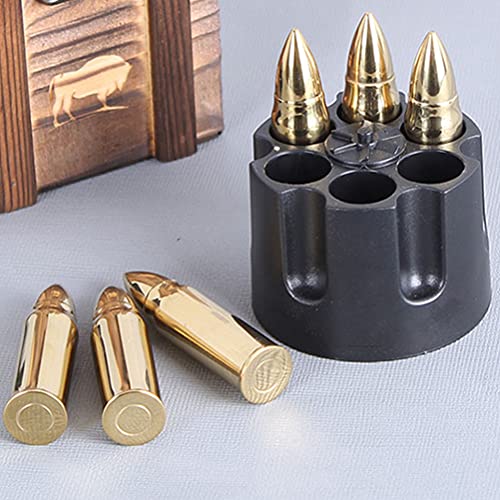 BUYGOO Edelstahl Whisky Steine Bullets mit Basis - 6Pcs Wiederverwendbar Metall Eiswürfel Große Kugelförmig Eiswürfel, Whiskey Zubehör Geschenk für Männer