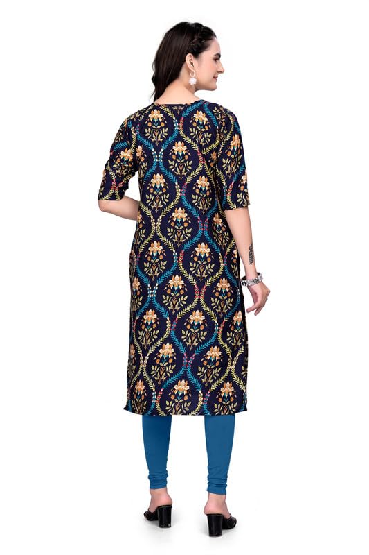 Image of Women's Floral Printed Crepe Knee-Length Kurti Vinod Parent 124