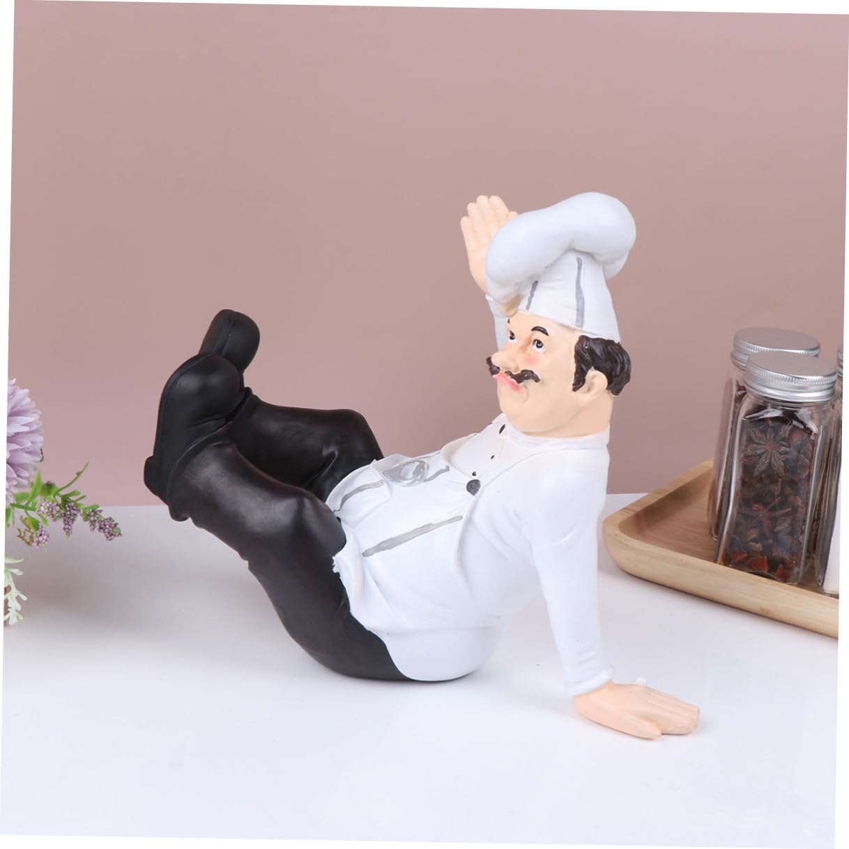 Statuetta Chef in Resina Europea Mini Scultura Decorativa da Cucina per Bar e Ristorante Chef Stabile per Tavolo e Casa Regalo per Amanti della Cucina