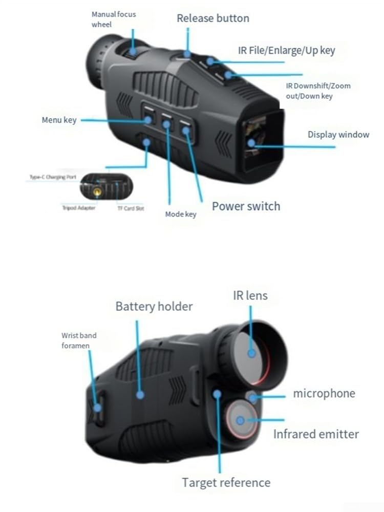 Alcance monocular para visión Nocturna, resolución HD 1080P, Zoom Digital 10X, Distancia de visión de 800m