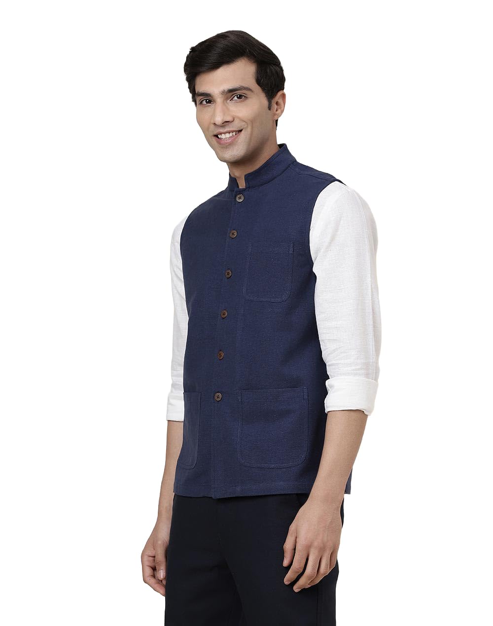 fabindia Men's Cotton Woven Nehru Jacket-picture-22