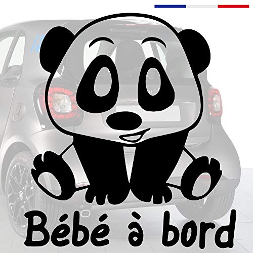 Sticker bébé à bord pour voiture Panda 20 cm Noir - Anakiss