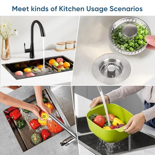 Colador para fregadero de cocina 3 en 1 de acero inoxidable miniatura 2
